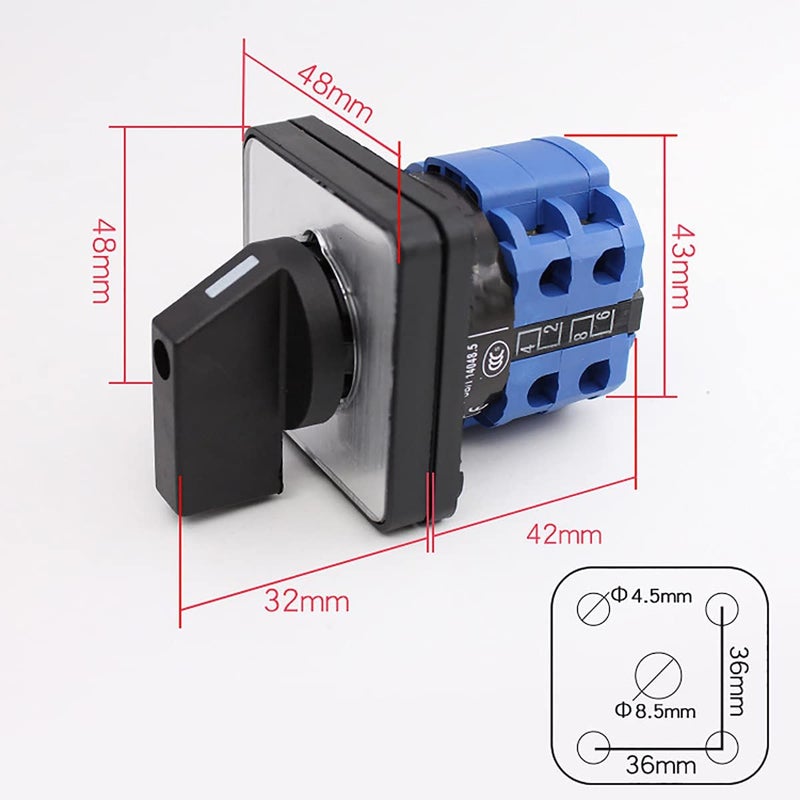 Boxonly Universal Changeover Selector Switch, Power Transfer Switch, 2 Positions 8 Terminals, LW26-32 C04/2 440V 32A Motor, Water Pump Generators, Rotary Cam Selector - Image 2